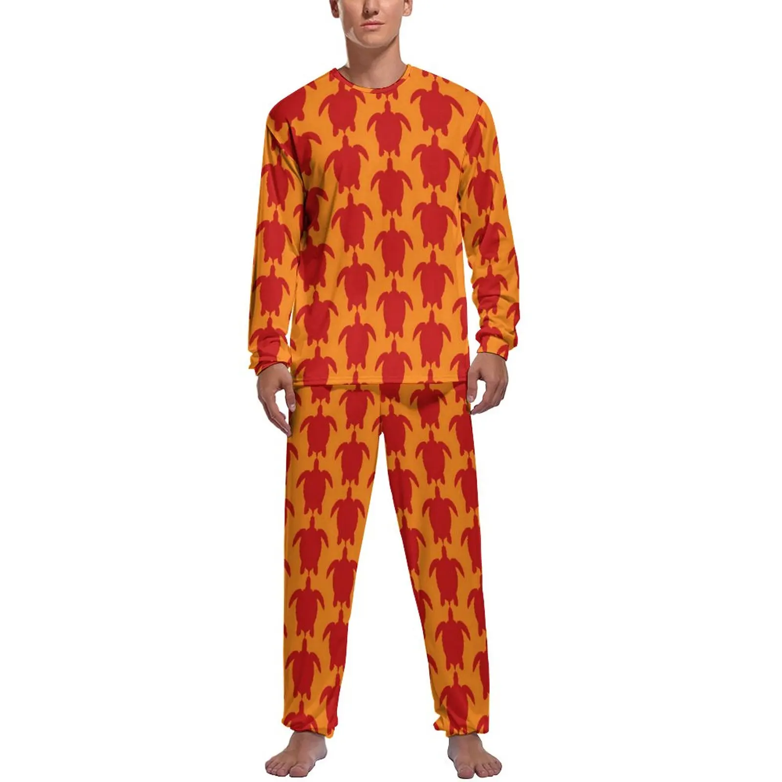 Pijamas de tortugas bohemias de invierno, 2 piezas, conjuntos de pijamas suaves con estampado animal, ropa de dormir de diseño de ocio de manga larga para hombre