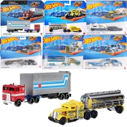 Oryginalny Hot Wheels Track Fleet 1/64 Car Mdoel Transformers Optimus Rodger Dooger Volvo Drift Camper Fuel&Fire Boys Toys Diecast