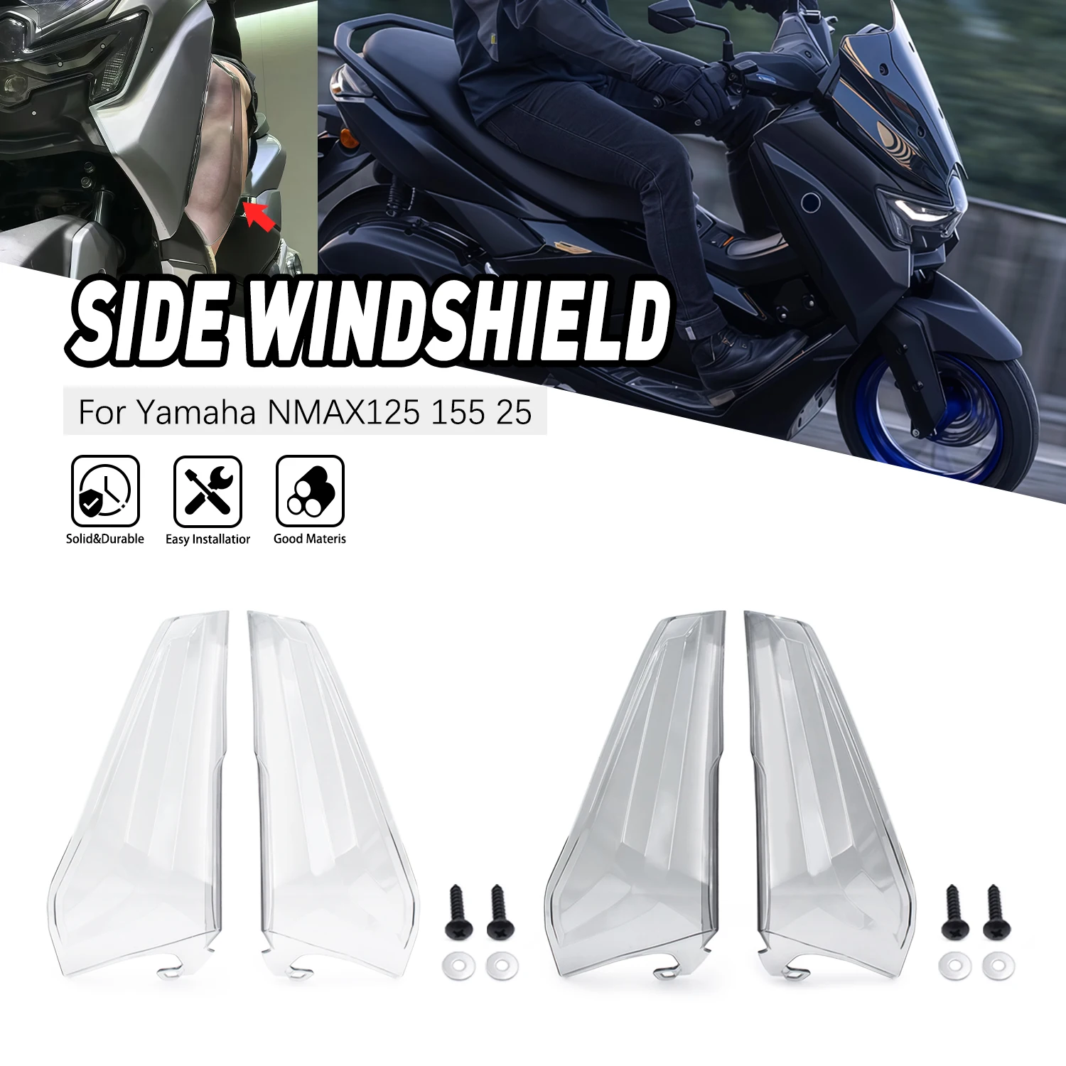 

Motorcycle Front Legshield Leg Guard Side Windshield Cover For Yamaha Nmax125 155 V3 2025