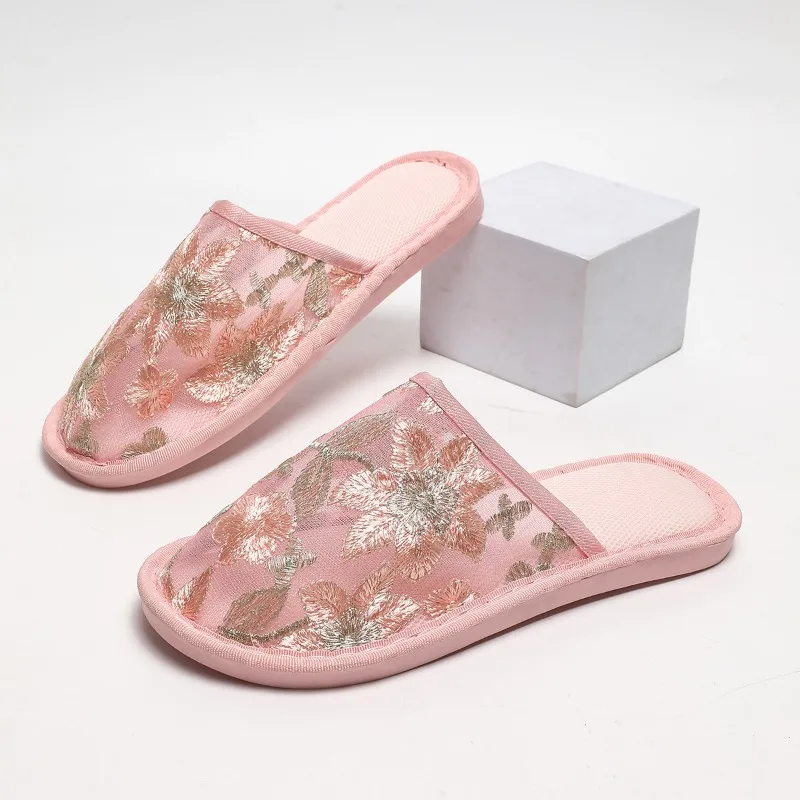

Women's Slippers Summer Women's Round Toe Lace Breathable Soft Sole Outer Wear Flats