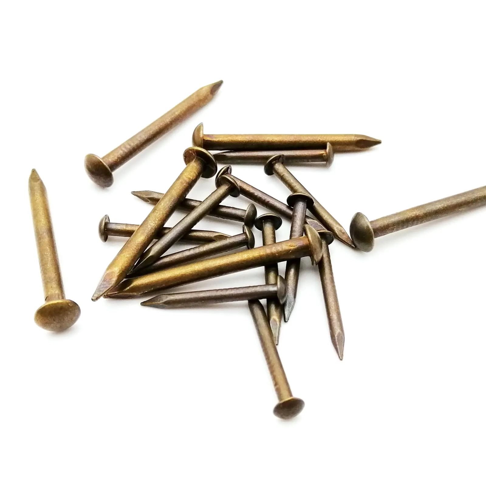 HZYUEGOU Antik-Messing Bronze Reines Kupfer Kleiner Mini-Rundkopfnagel Durchmesser=1,2-2,8mm Länge=8–50mm für Möbelscharniere und Trommeln – Detail 3
