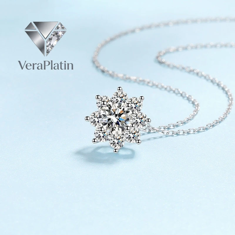 

ВераПлатин Женские платиновые колье PT950 ко Дню святого Валентина с муассанитом 1/2 карата VVS1 D цвета, подвеска с бриллиантом, подарок на день рождения для девушки