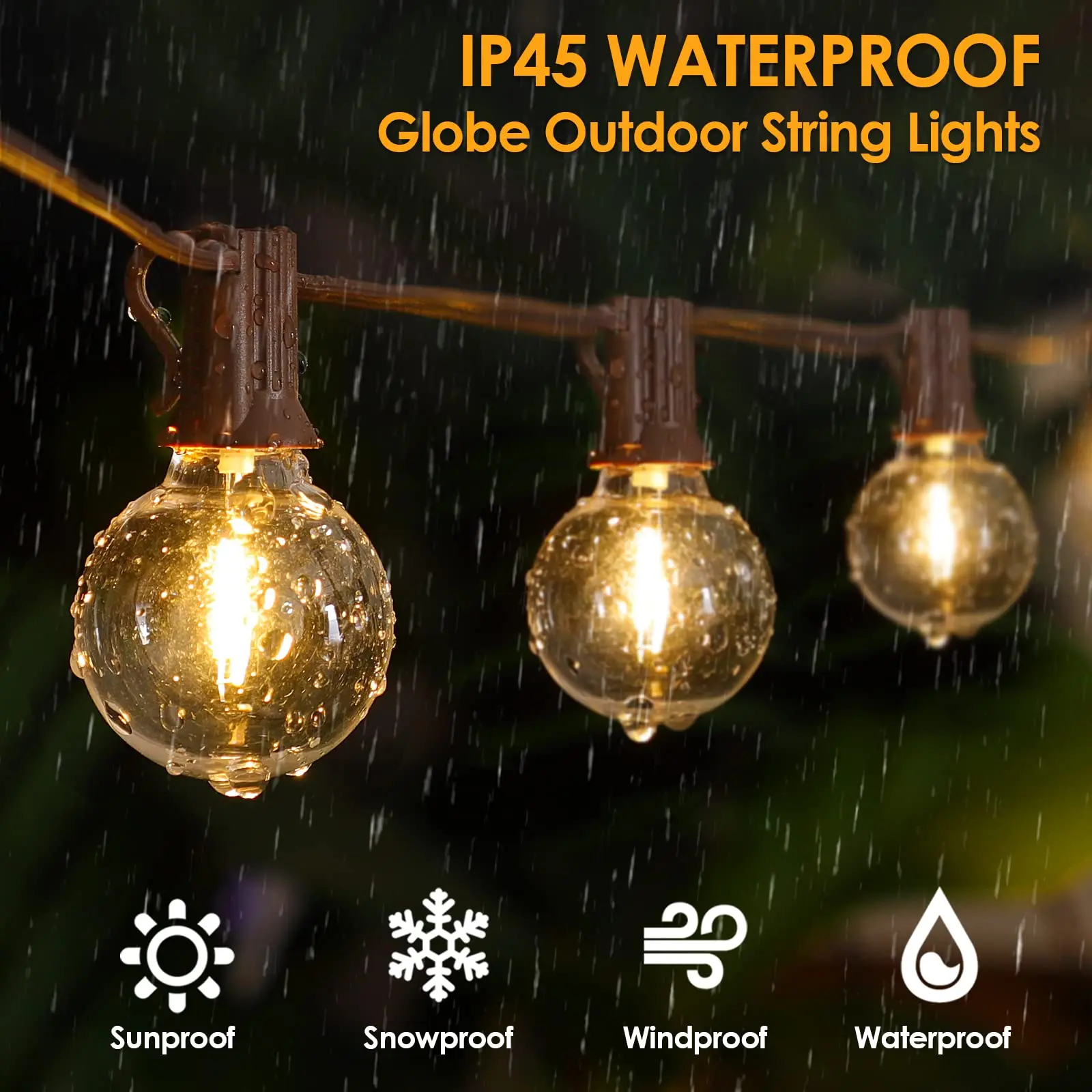 Garland Outdoor String Lights Dimmable Shatterproof Plastic G40 Globe LED Bulbs Garden Patio Wedding Decor Fairy Light Chain