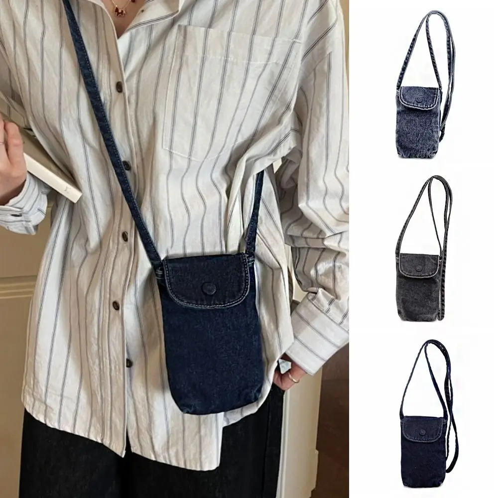 

Portable Y2K Denim Crossbody Bag Street Style Solid Color Canvas Bag Handbag Retro Phone Purses Streetwear