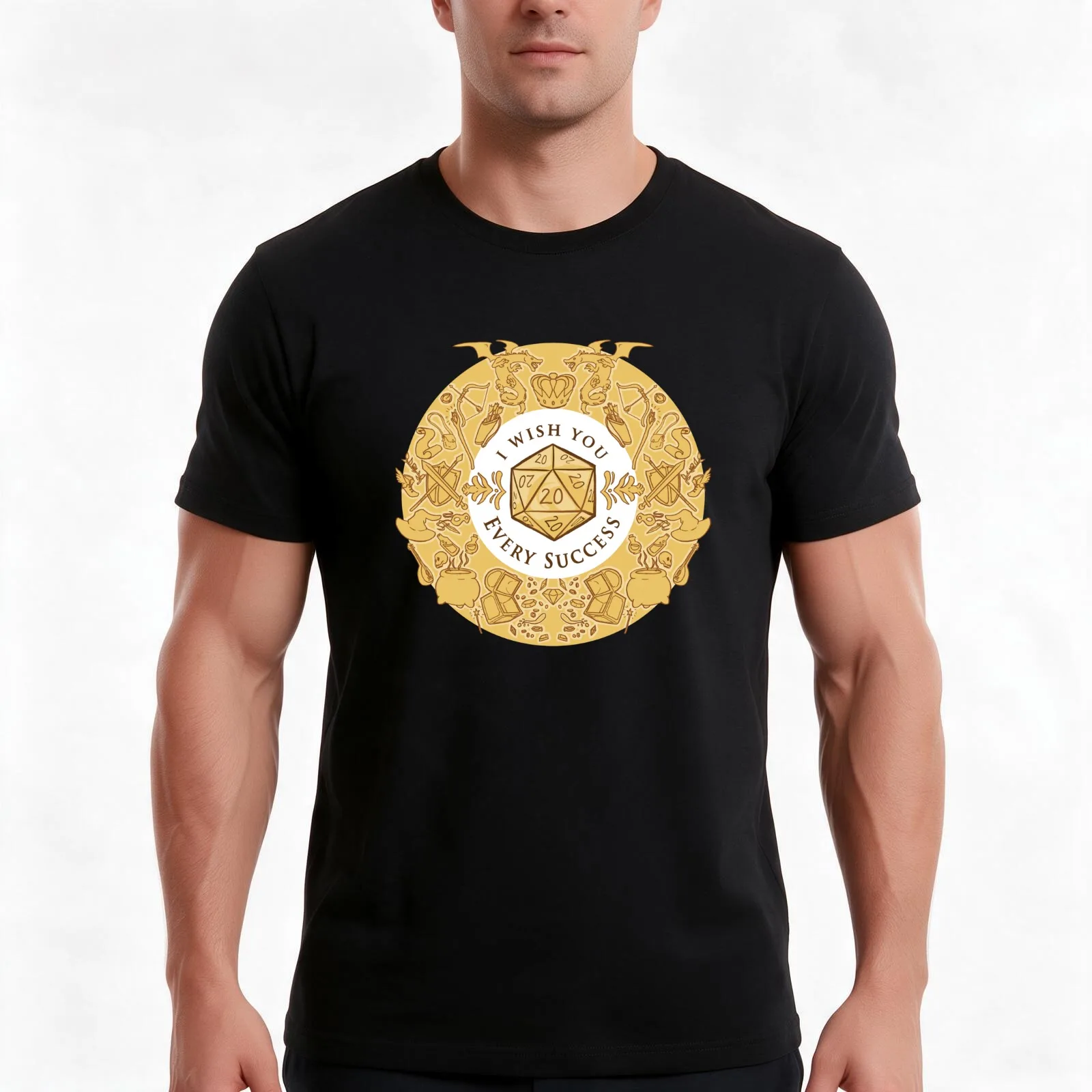 Every Success: Updated design sharp D20 T-Shirt, Summer Casual Cotton Tee, Oversized Streetwear Tops, Vintage Graphic Print