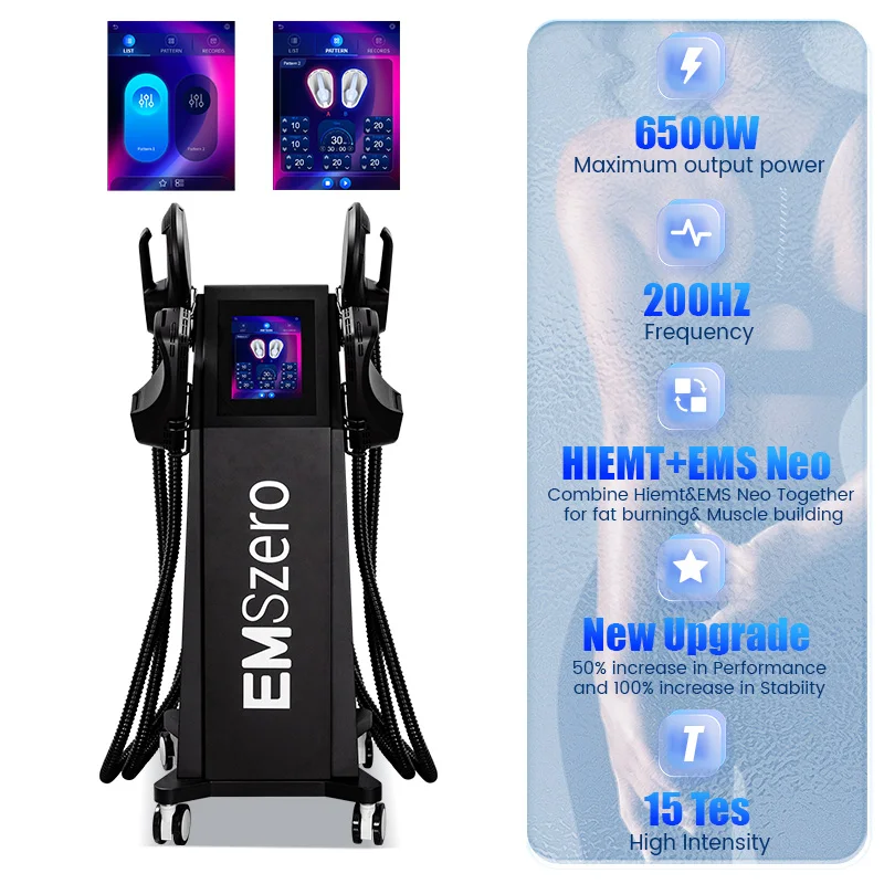 Emszero Professional 2024 EMS Body Sculpt Machine Portable 4 Handle RF Muscle Stimulator Reshaping 6500W 15 Tesl-a