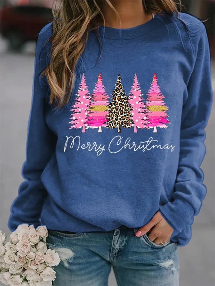Horse Christmas Tree 3D Print Raglan Sleeve Sweatshirts Women\'s Oversized Pullovers Hoodies Female Streetwear Woman Clothing