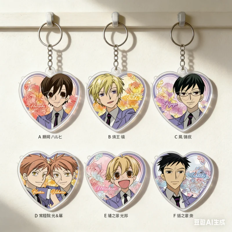 Ouran High School Host Club Accessories Bag Anime Acrylic Key Chains Figure Charm Jewelry Keychain Pendant Car Hanging Ornament
