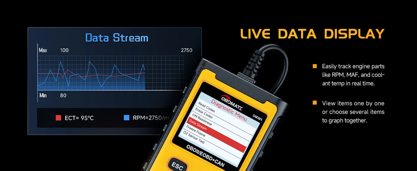OBD2-Scanner Codeleser Motorfehleranzeige Auto-Diagnosegerät Fehlercodes Lesen und Löschen Volle OBD2-Funktionen 2026 – Detail 10
