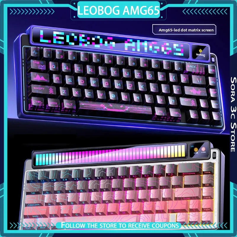 

LEOBOG AMG65 Mechanical Keyboard Wireless Bluetooth Tri-mode with Smart Screen Hot Plug RGB Custom Gaming Keyboard PC Accessory