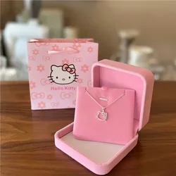 Kawaii Hello Kitty Sanrio Anime Crystal Pendant Necklaces Ladies Girl Simple White Zircon Elegant Necklace Women Jewelry Gift