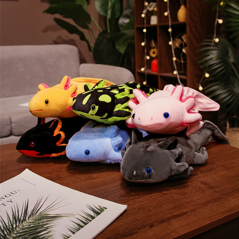 Cute Axolotl Salamander Plush Toy, pelúcia pelúcia Boneca, Kawaii Hexagonal Dino, Soft Kids Brinquedos, Halloween Decoração Presente, Novo, 45 cm,