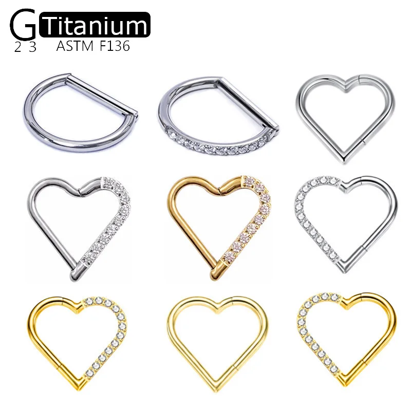 G23 Titanium Earrings With Half Ring Of Zircon For Left And Right Ears Piercing Jewelry Neutral Versatile Banquet Nose Ring