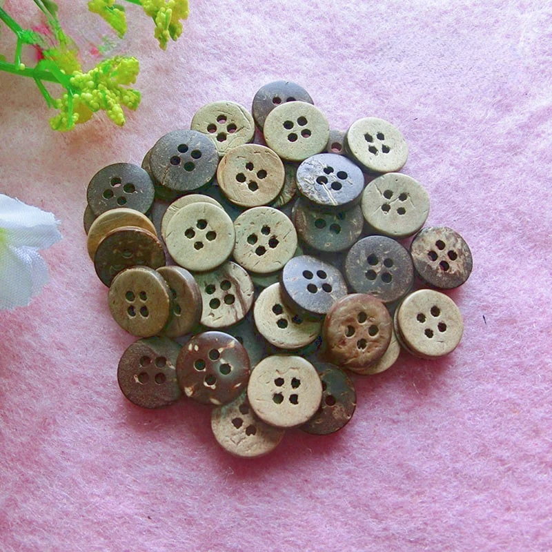 11mm Coconut Buttons Scrapbook Round 4-Holes  sewing supplies  sewing accessories buttons for clothing diy  buttons for crafts