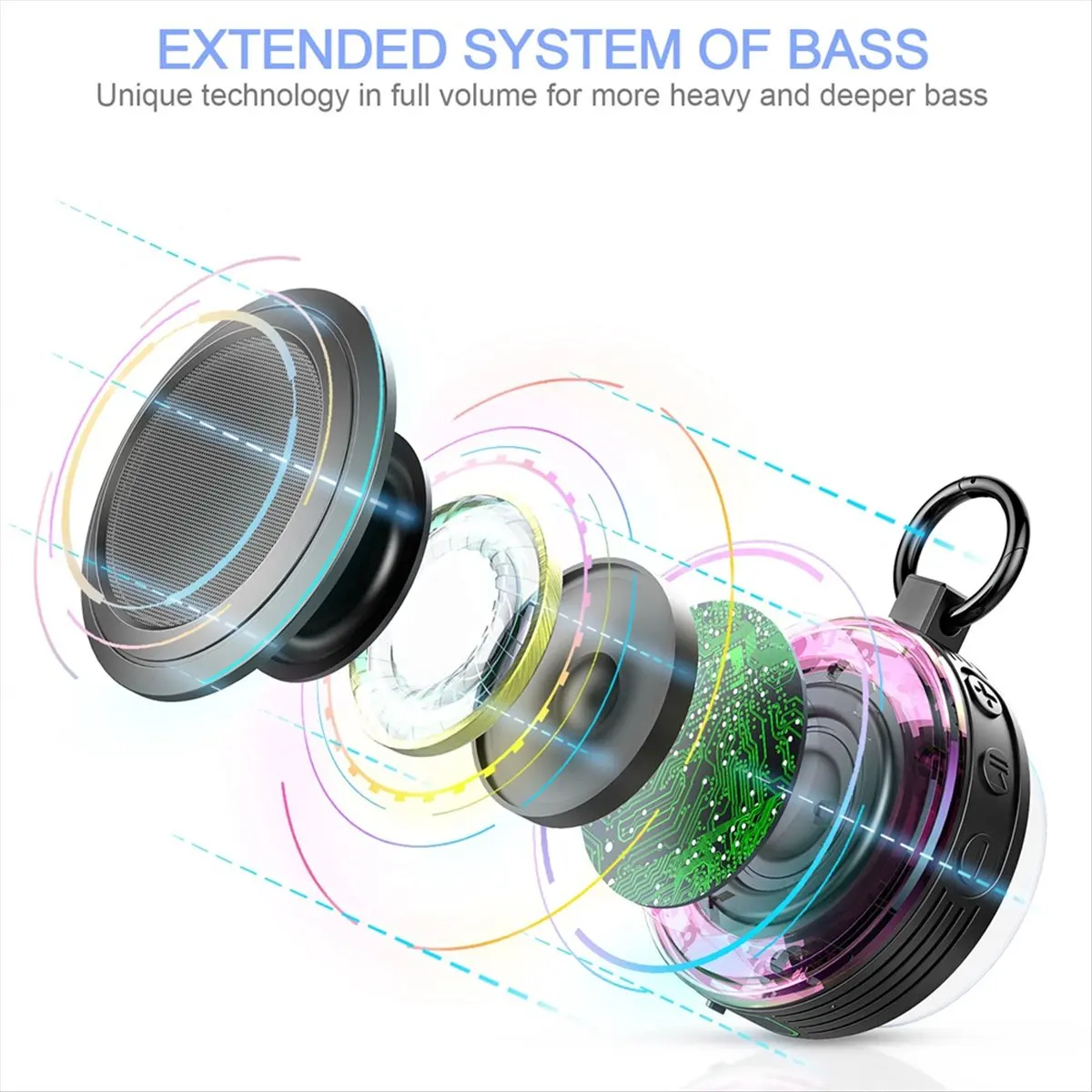 MYdaY- Bluetooth Speaker Waterproof Bathroom Fm Radio Outdoor Portable Subwoofer Sports Speaker Music Center Home Theater Black