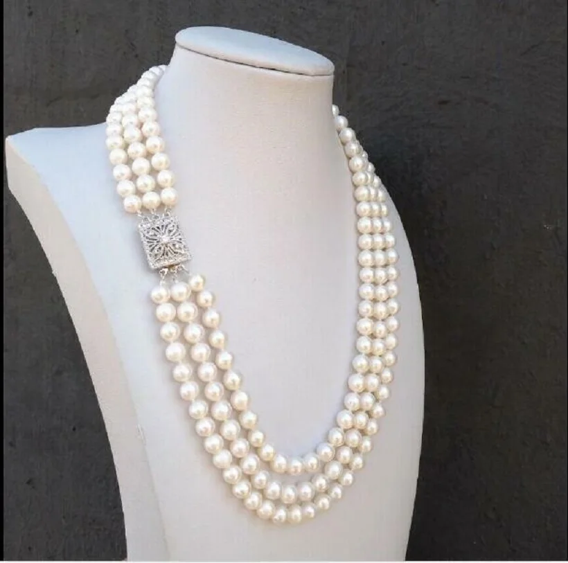 Customized Jewelry AAA 7-8mm Genuine South Sea White Pearl Necklace 18