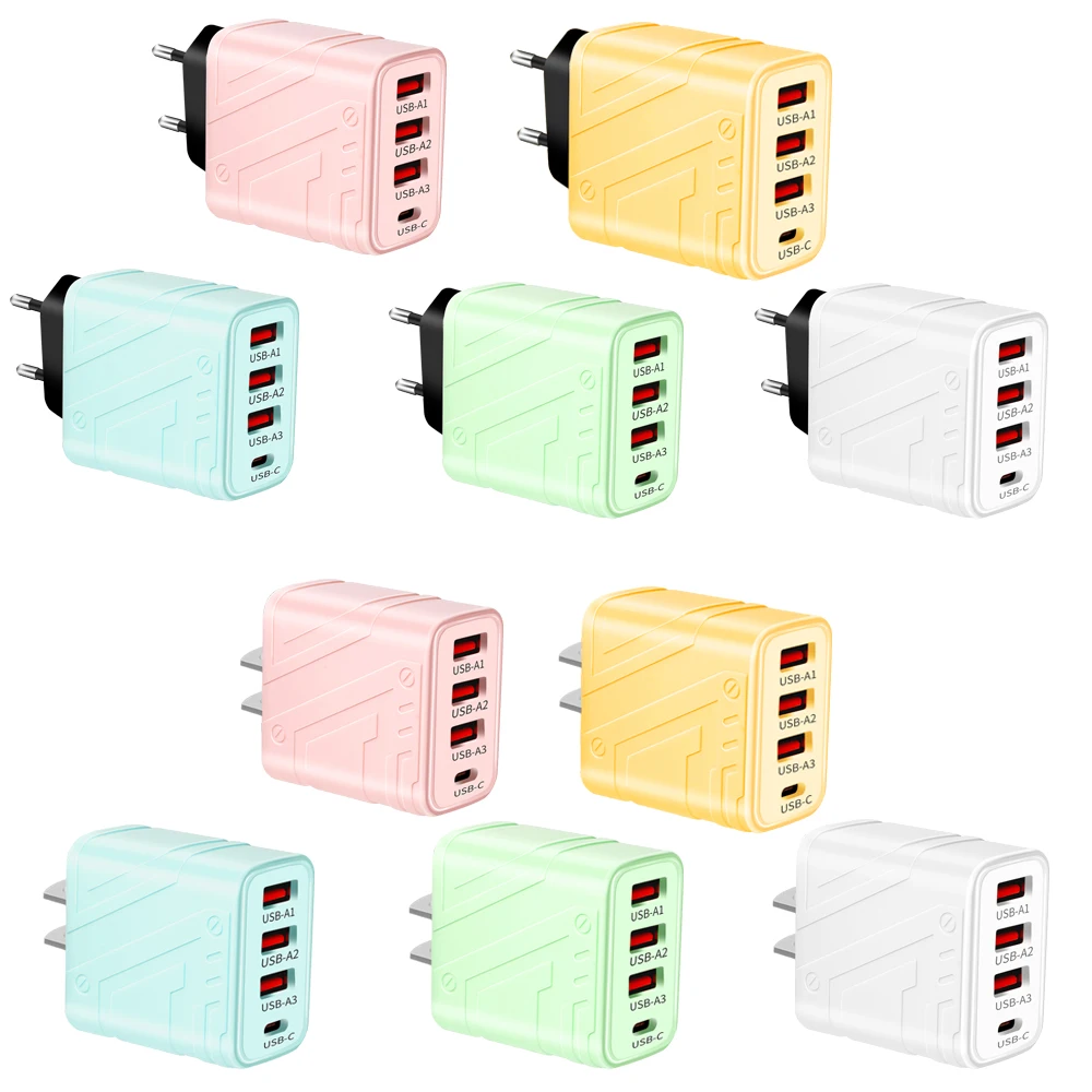 PD 40W USB C Charger 4 Ports Mobile Phone Charger Fast Charger For iPhone 13 14 15 Pro Travel Charger Adaptor For Xiaomi Samsung