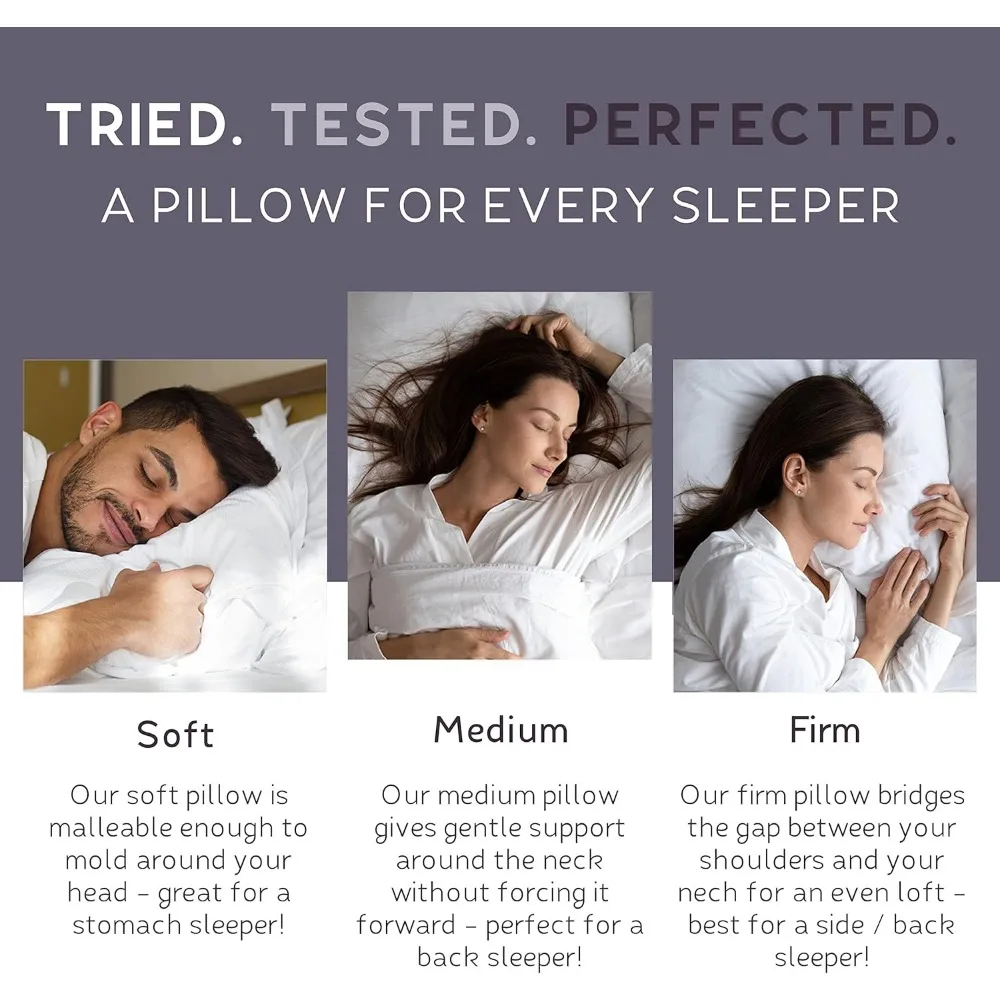 Signature 100% Natural Canadian White Down Luxury Sleeping Pillow - 800 Fill Power,500 Thread Count Cotton Shell, Made in Canada