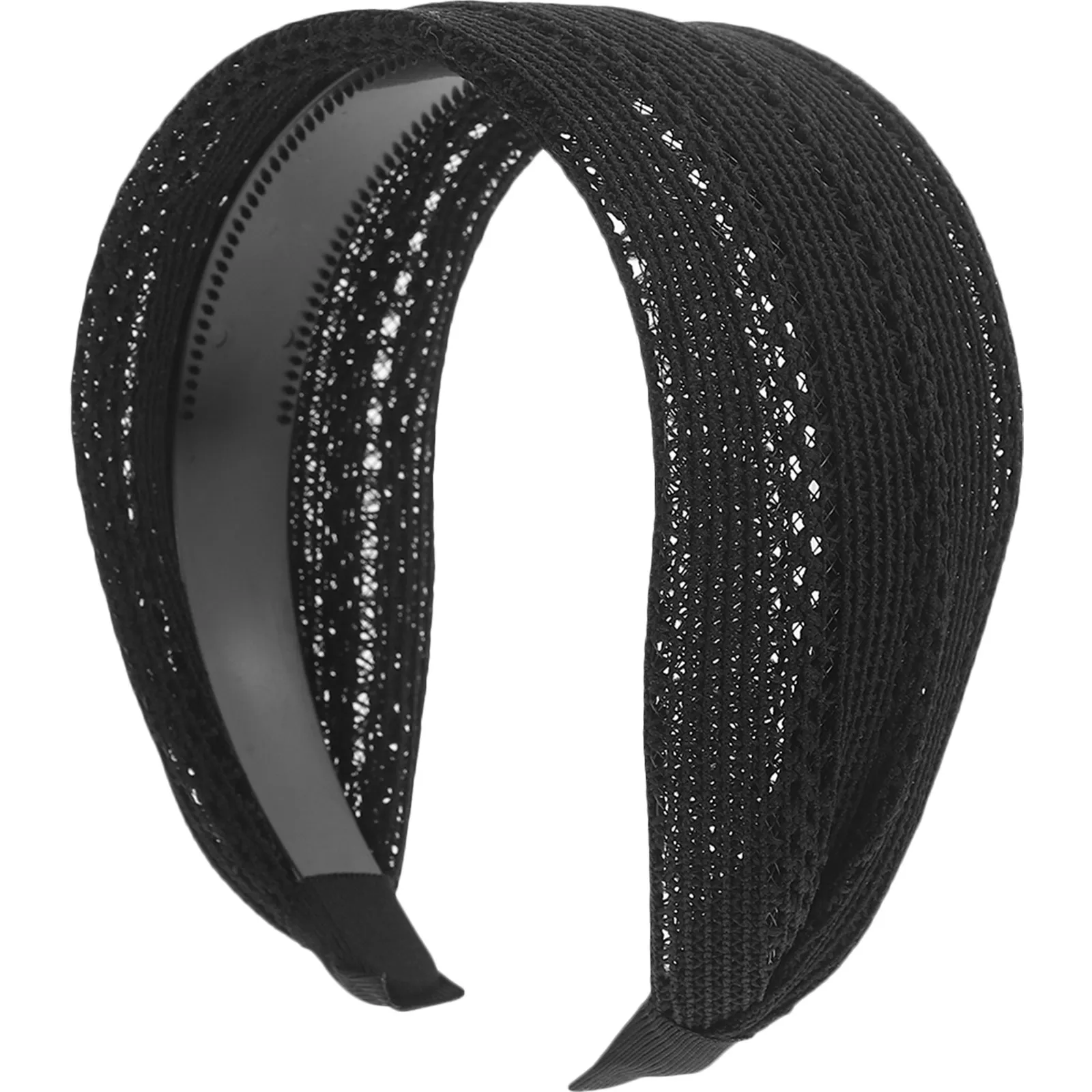 

Широкая повязка на голову для женщин, черная, с противоскользящей сетчатой конструкцией, надежная фиксация для занятий спортом или офисной работы, комфортная на весь день, женские повязки на голову.