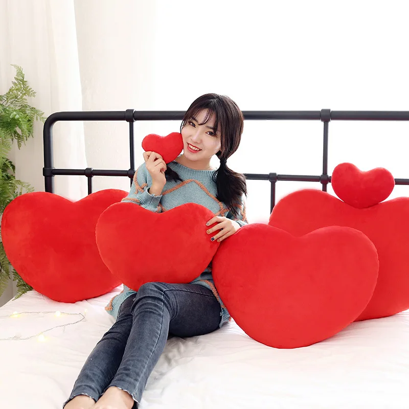 Plush Cute Pillow Toy for Lover Kids Friends Festival Kids Friends Gift Soft Plush Stuffed Red Love Heart Shape Pillow Toys