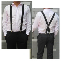 X Unisex Suspenders Men Women Adjustable Elastic Solid Colors X Back Clips On Pants Braces For Men And Women