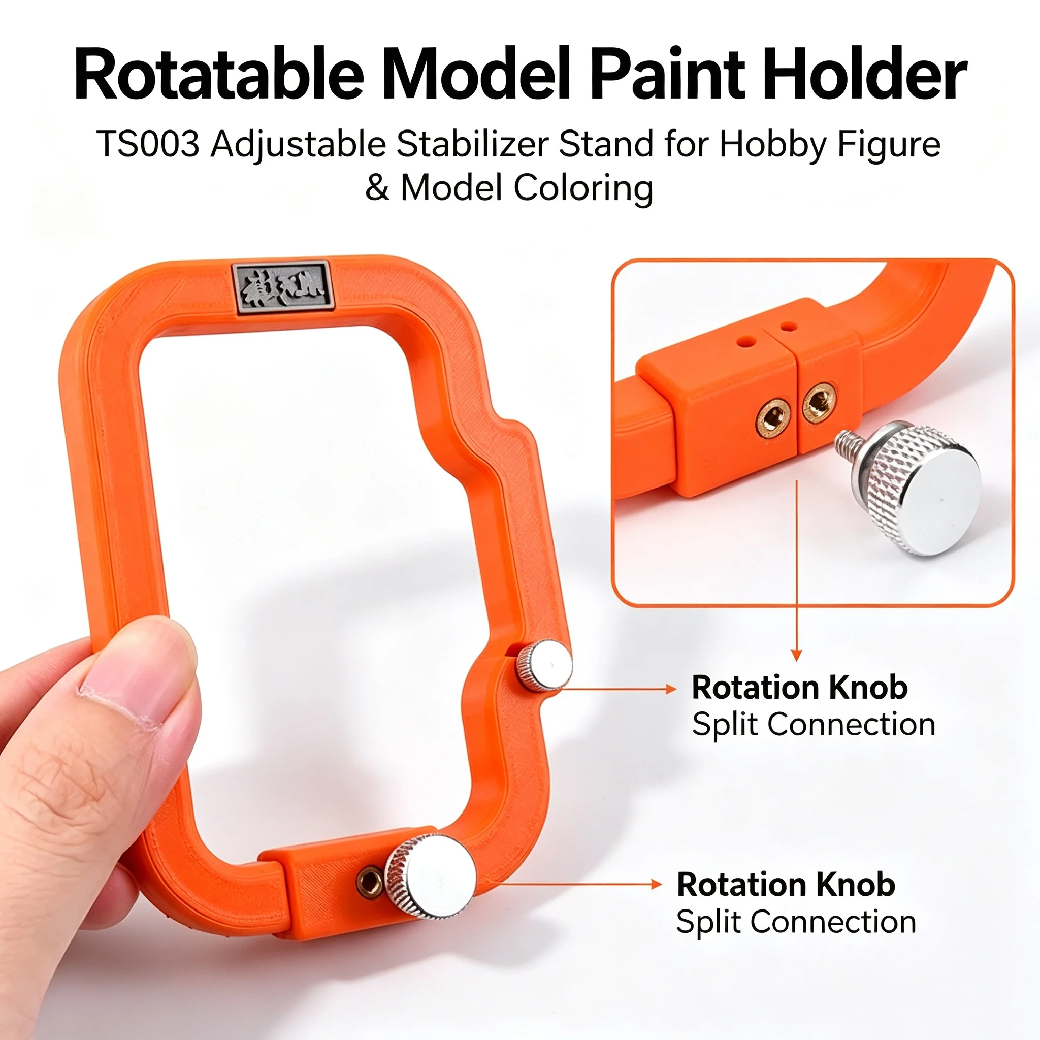 MSWZ Handheld TS003 Rotating Paint Stabilizer Stand, 2‑in‑1 Support Bracket for Gundam Figure Model Hand‑painting Projects
