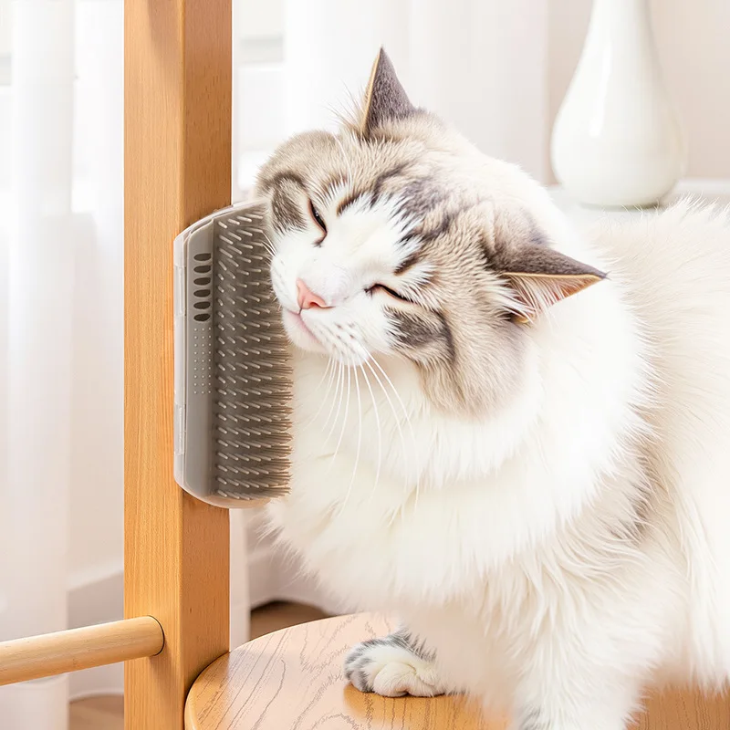 

CatBrush Comb Toy with Catnip Wall Brush Corner t Scratcher Massage Self Groomer Comb Pet Brush Corner cat scrubber