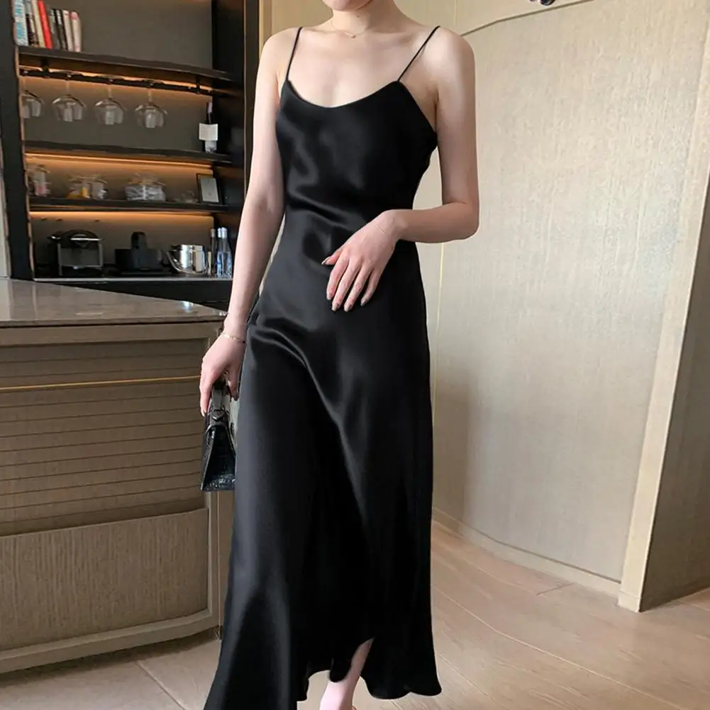 

Summer Evening Dress Slim Fit Strappy Dress Sleeveless Dress-up Charming Mid-calf Length Party Midi Dress