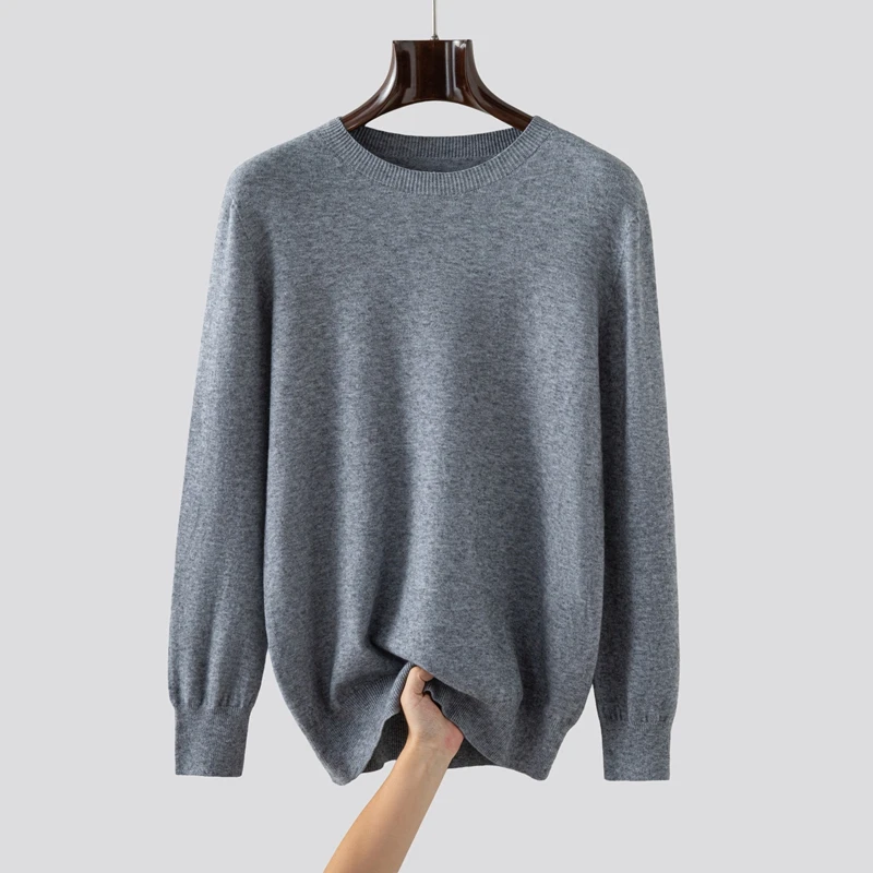 

2025 Autumn&Winter Australian Wool Pullover Men's Knitted Round Neck Loose Sweater Long sleeves High-quality Warm Base Tops