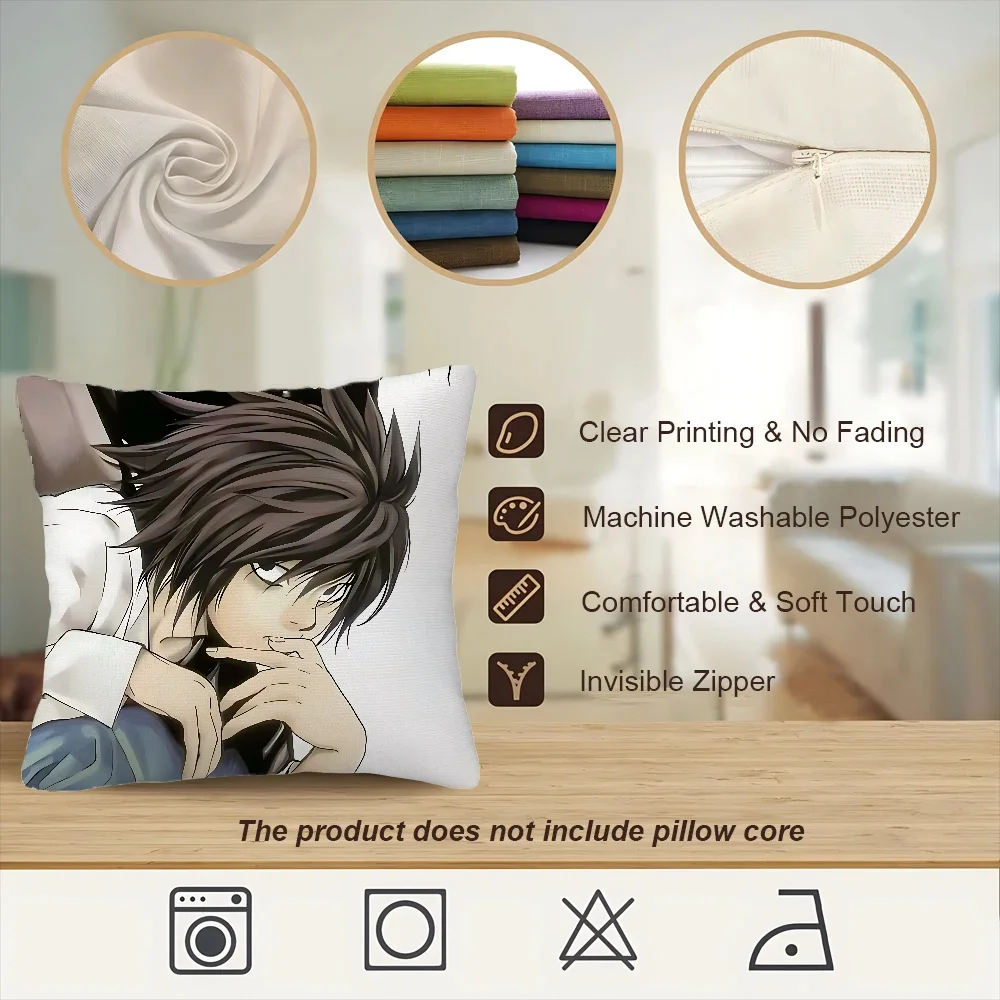 Cushion Covers  Anime L-Lawliet Ornamental Pillows Cover Living Room Decoration Cushions for Decorative Sofa Home Pillow Cases - Image 6