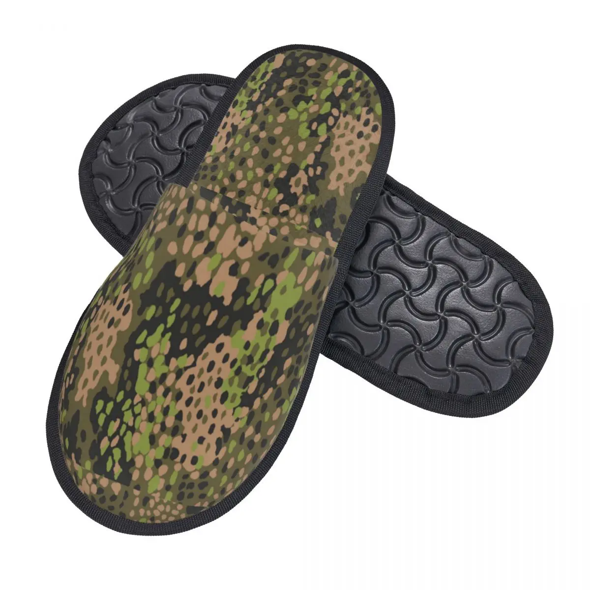 Custom WW2 Camo Memory Foam Slippers Women Cozy Warm Germany Arm Military Camouflage House Slippers