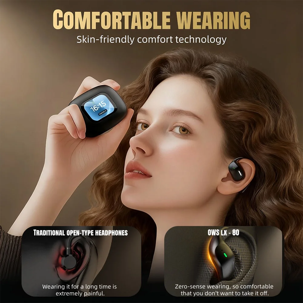شاشة عرض LED سماعات أذن لغة في الوقت الحقيقي مترجم سماعة لاسلكية تعمل بالبلوتوث إلغاء الضوضاء سماعات محمولة سماعات OWS