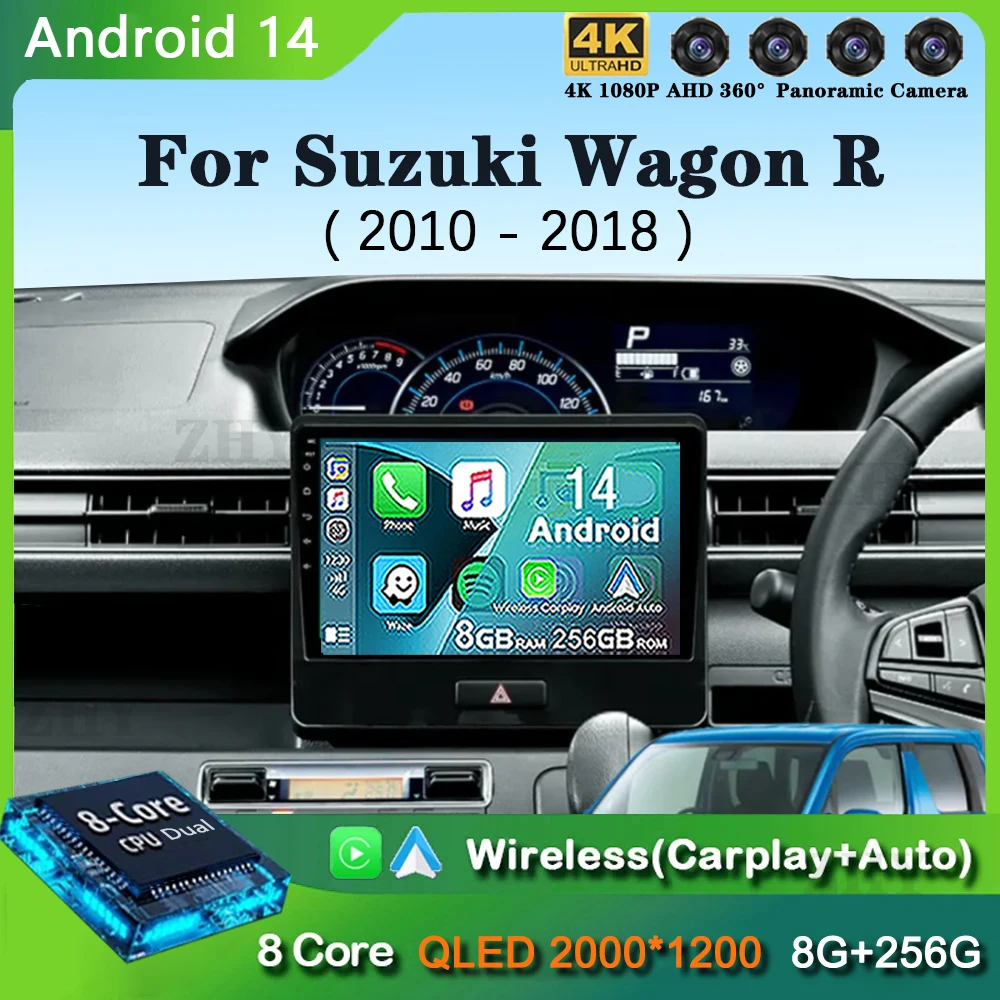 Android 14 Carplay Auto Radio Voor Suzuki Wagon R 2010 2011 2012 2013 2014 2015 2016 2017 2018 Gps Multimedia Video-Speler Stereo