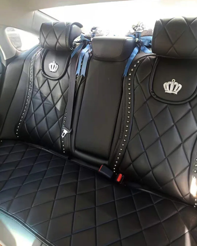 Fashion Crown Universal Car Seat Cover For Man Women Top Quality Rivet Leather Auto Seat Cushion Pad Protector Auto Accessories