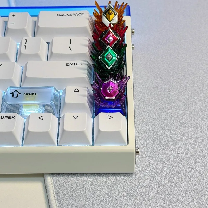 Teclas con tema de nivel Valorant, teclas artesanales de resina translúcidas 3D hechas a mano, personalizadas, para juegos, regalo para teclado mecánico