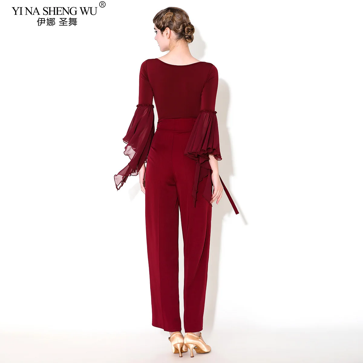 New Long sleeved Waltz Blouse Costumes Women Performance Modern Dance Clothes Bodysuit Ballroom Latin Dance Leotard Tops