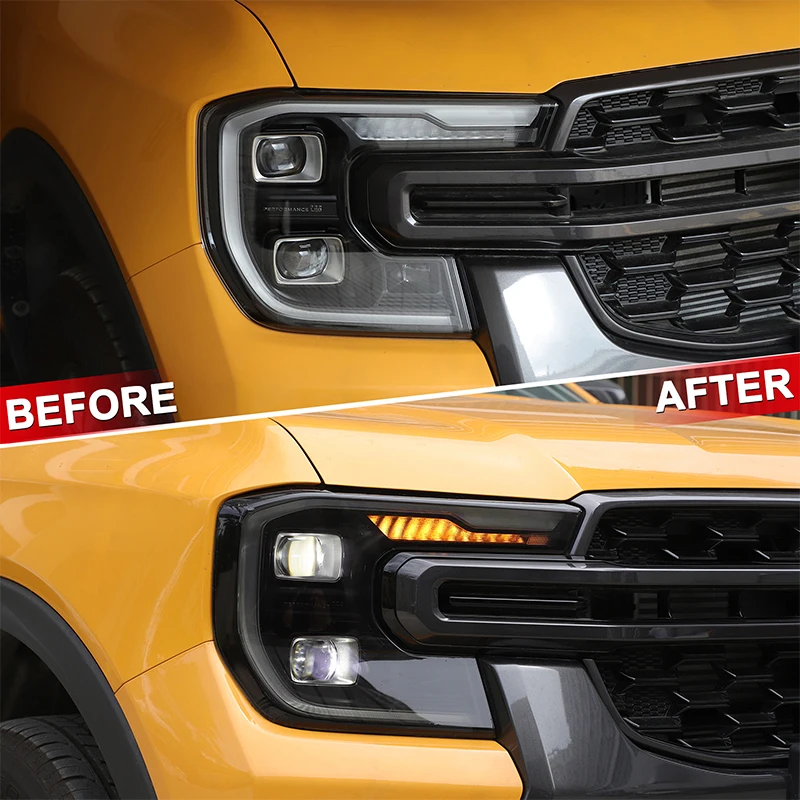 

Для Ford Ranger T9 Wildtrack 2023 + защитная пленка для фар автомобиля, прозрачная дымчатая черная наклейка из ТПУ, 2 шт.