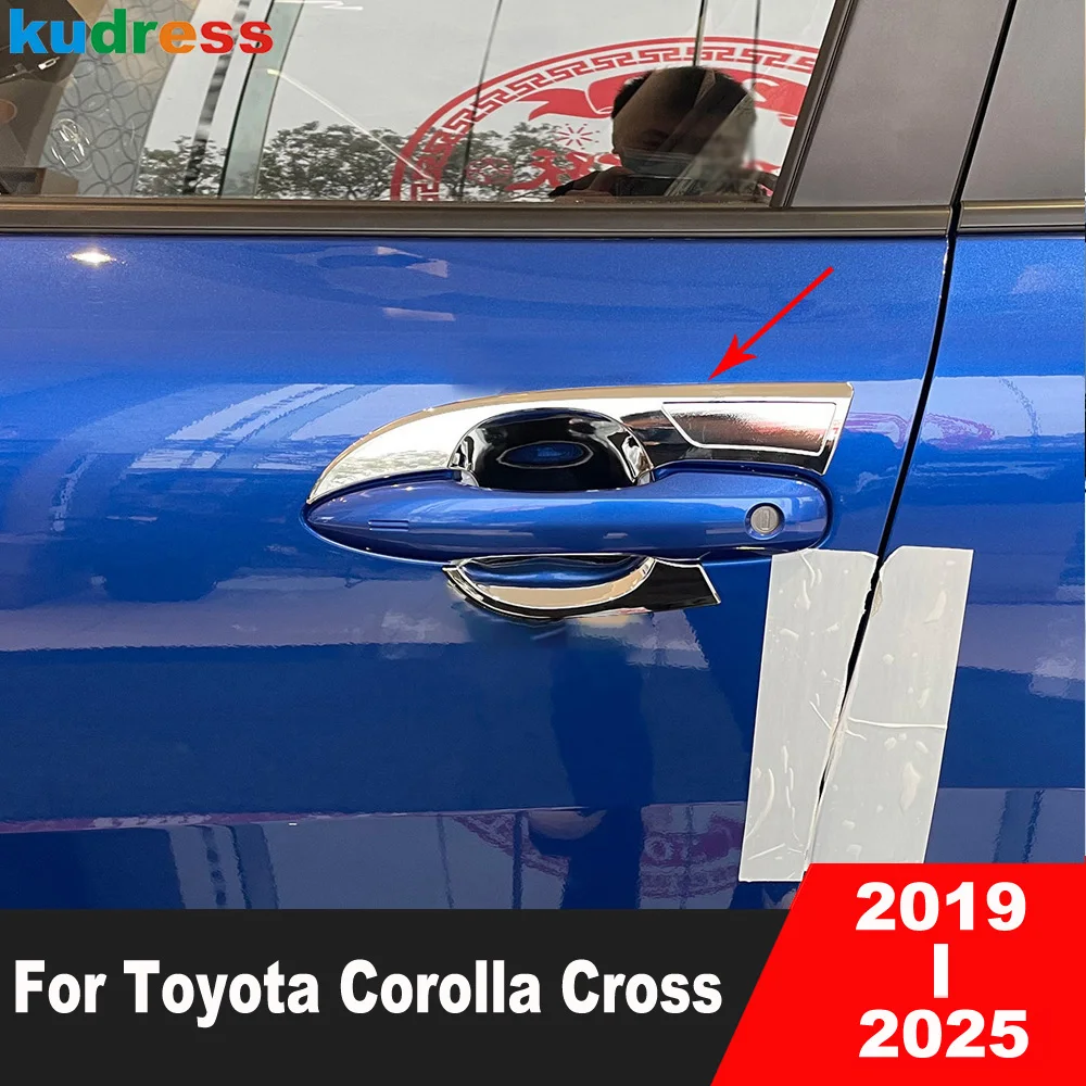 Side Door Handle Cup Bowl Cover Trim For Toyota Corolla Cross 2019 2020 2021 2022 2023 2024 2025 Chrome Car Exterior Accessories