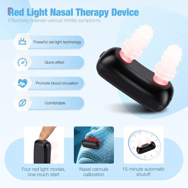 Upgraded For Nose& Sinus Comfort Cordless Red Light Nasal Therapy Device With Soft Silicone Tips For Seasonal Relief