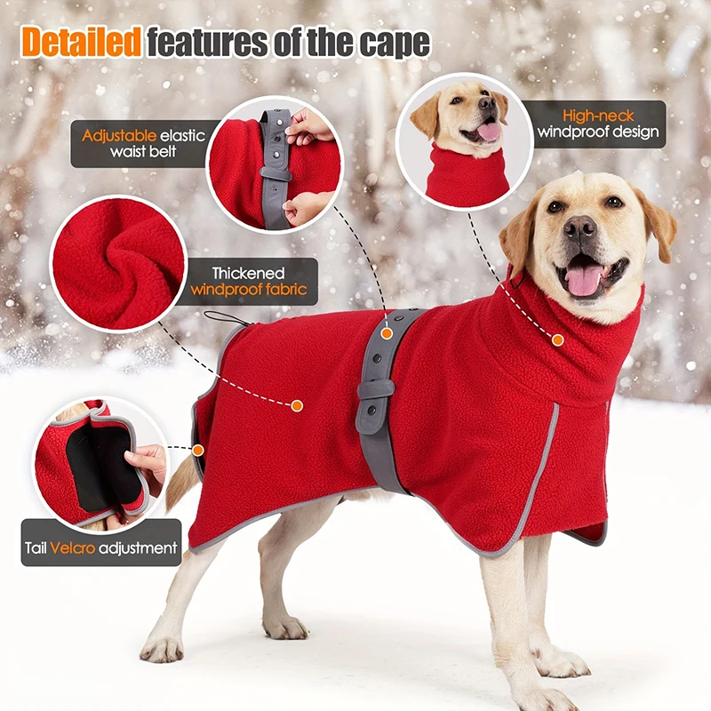 

Dog Winter Coat Pet Cold-Proof Warm Cloak Dog High Collar Coat Comfortable Lambskin Dog Coat Suitable for Medium And Large Dogs