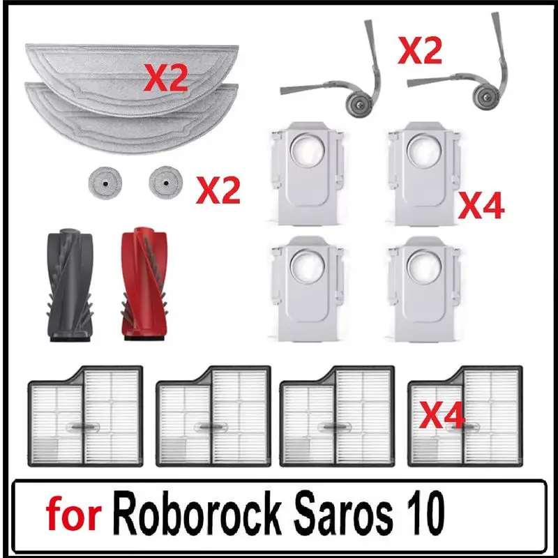 

YANA35R For Roborock Saros 10 Accessories Main Roller Mop Cloth Dust Bag Robot Vacuum Cleaner Parts