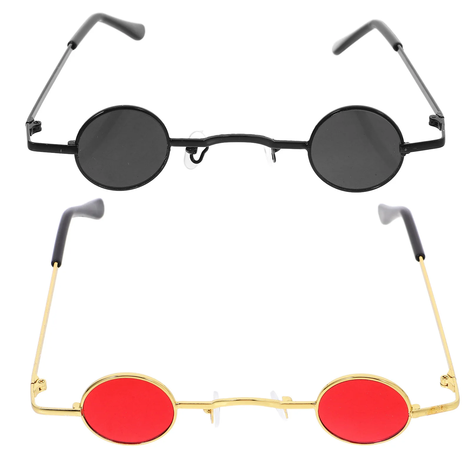 

2Pcs Vintage Round Sunglasses Retro Small Circle Eyewear Fashionable Hippie Sunglasses Party Eyewear for Commuting Shopping