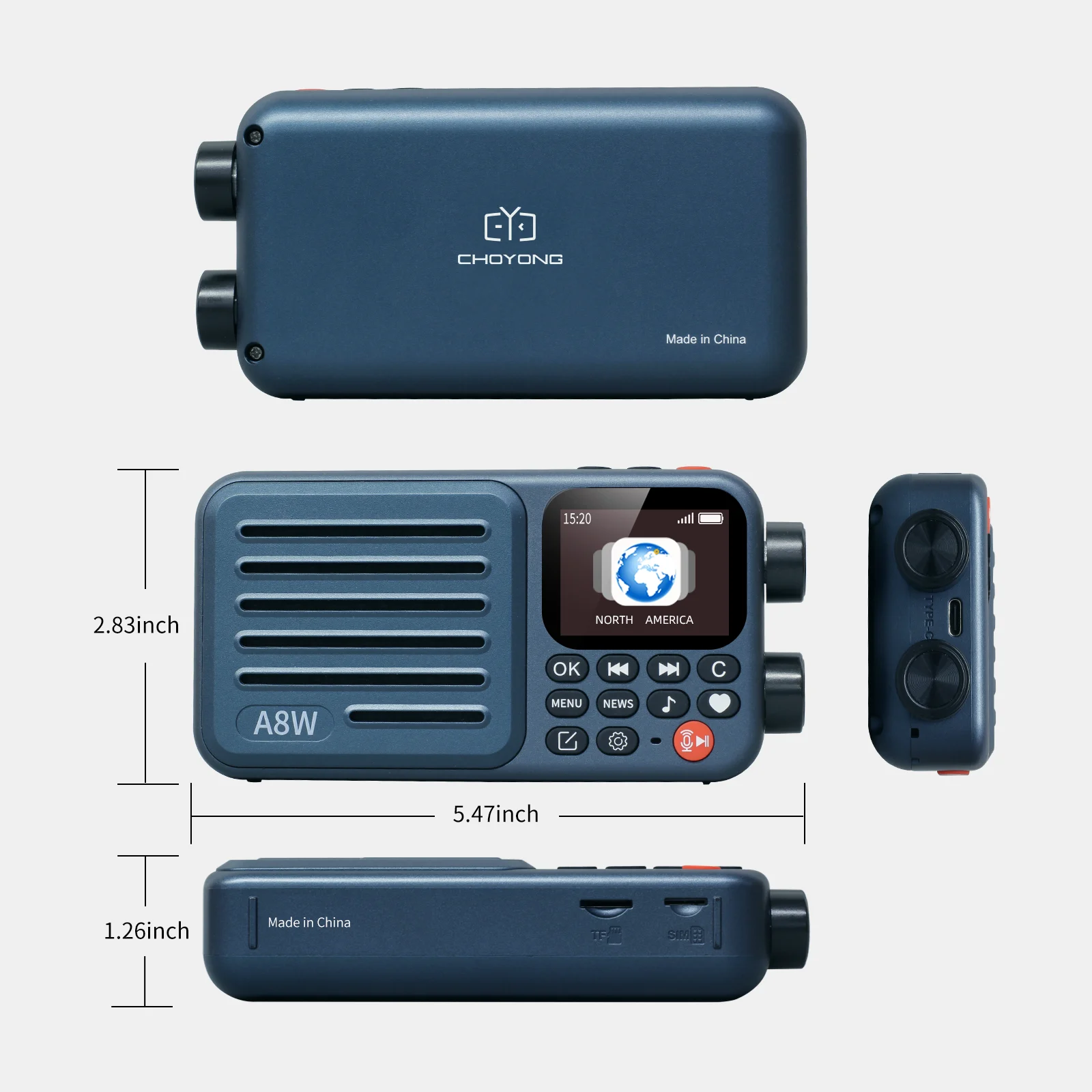 Choyongポータブルインターネットラジオ、シングルバンドラジオ、4GおよびWi-Fi、マルチシーン接続スピーカー、音声カスタムコントロール、ラジオギフト、a8w