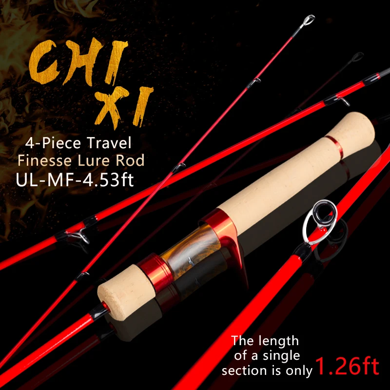 Удилище Yushan Outdoor Chixi, 4 секции, для путешествий, для микроприманок, карбон Toray 40T, кольца FUJI A Guide, UL, для кастинга