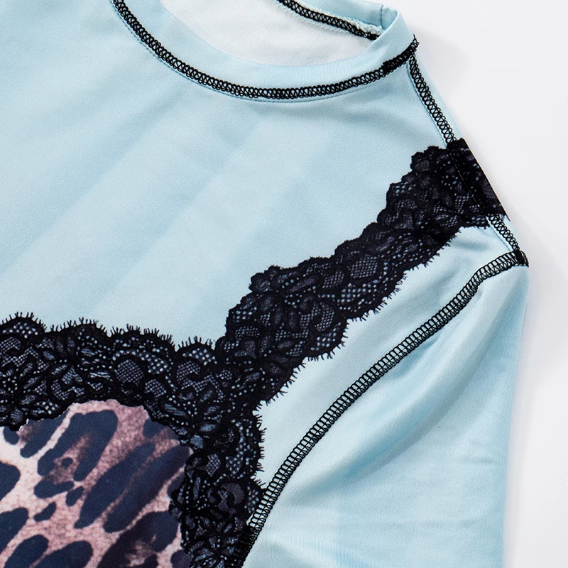 CUTENOVA женские удобные универсальные тонкие ретро леопардовые кружевные трендовые повседневные топы с короткими рукавами, новая летняя острая одежда