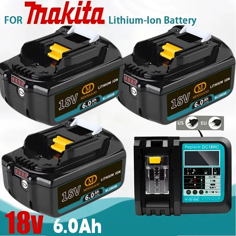 

Genuine For Makita 18V Battery 6.0Ah Replaceable LED Li-ion Compatible with BL1860 BL1850 BL1830 BL1840Tools