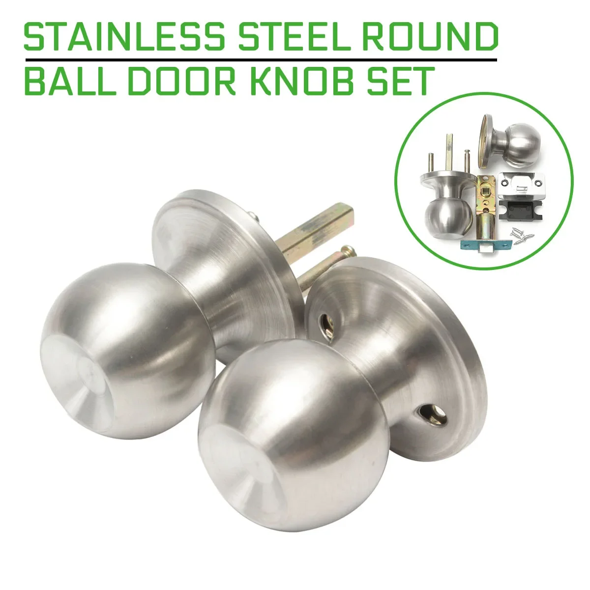 25mm-45mm Stainless Steel Round Door Lock Bathroom Ball Door Knob Set Handle Passage Lock Contemporary Internal Door Knob Pair