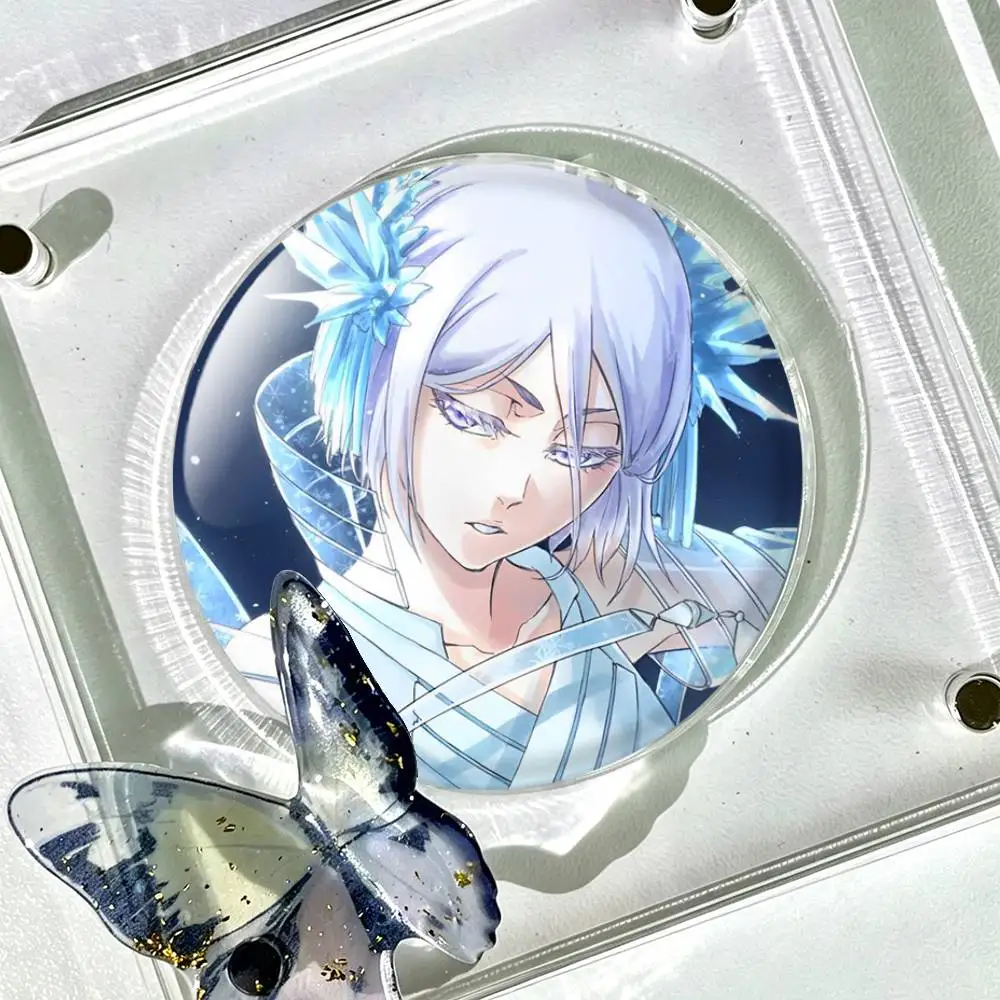R-Rukia B-Bleach K-Kuchiki Laser Badge Creative Pins Brooch for Bag Clothes Hat Decor Gifts Fans Collect