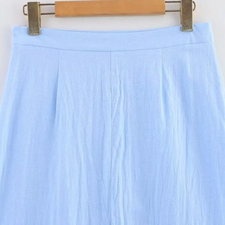 Spring Summer New Sle Women's f Skirt Set with Bubble Sve V-ne Belted Top Two-color Casual Loose Polyester irt