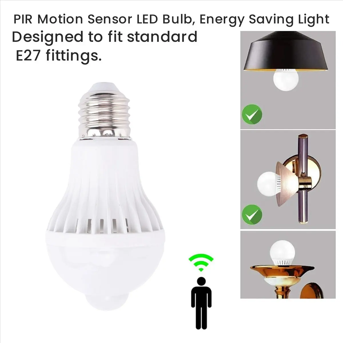 A008 Motion Sensor Bulb Human Body Infrared Induction LED Light Bulbs Automatically Activated Light for Porches (5W)